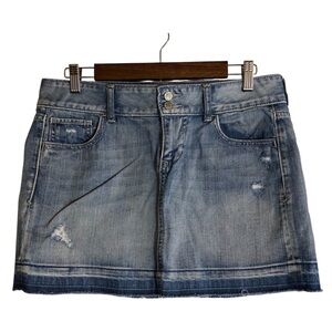 Festival Light Blue Distressed Denim Mini Skirt